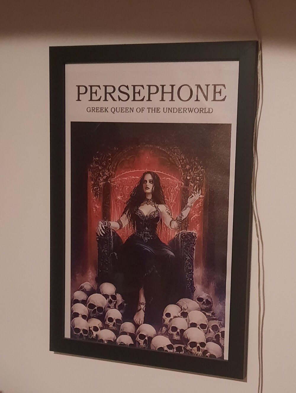 Persephone Wall Art Poster - Black Frame, Red Accents